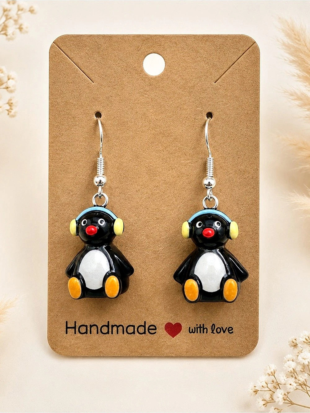 Penguin Dangle Earrings in Black & White NWT